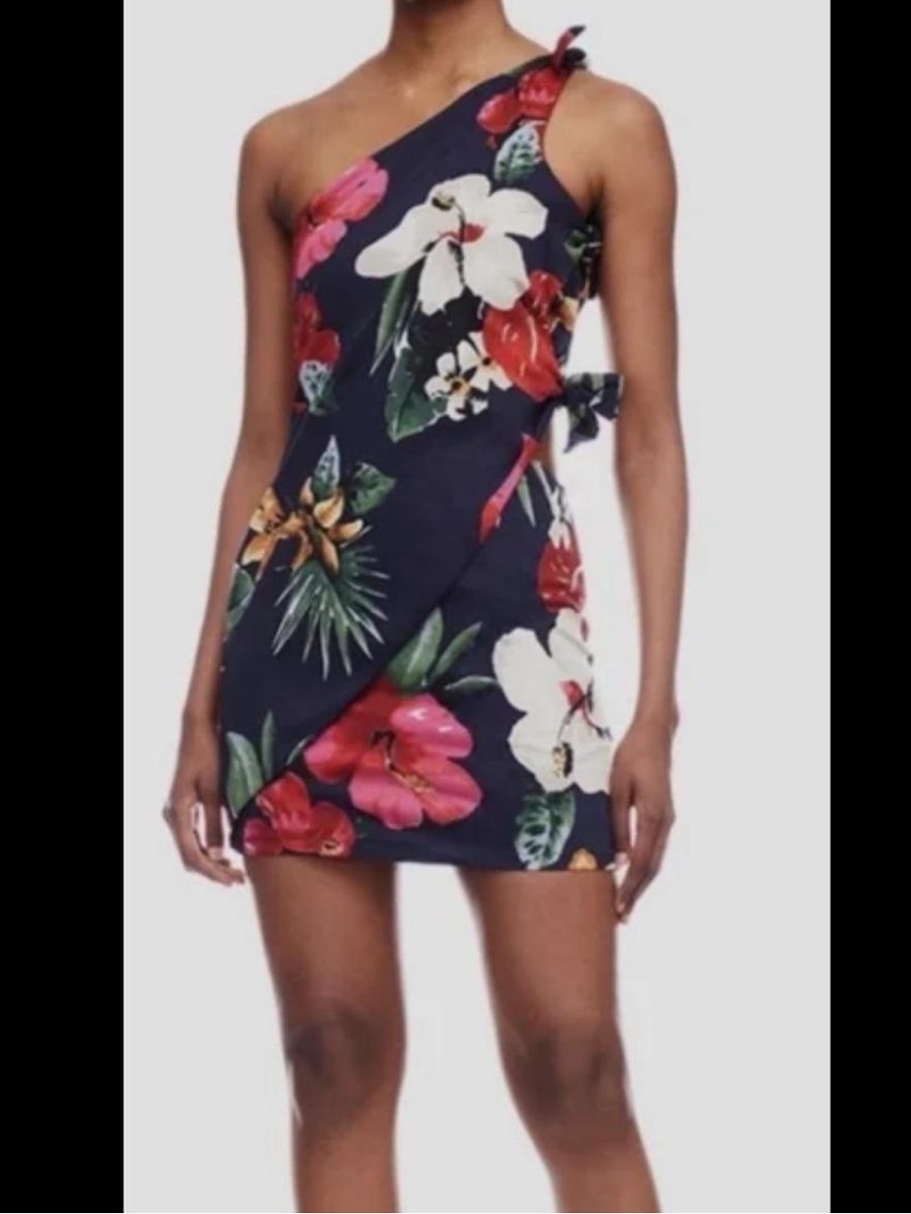 Zara Floral One Shoulder Cut Out Dress - M